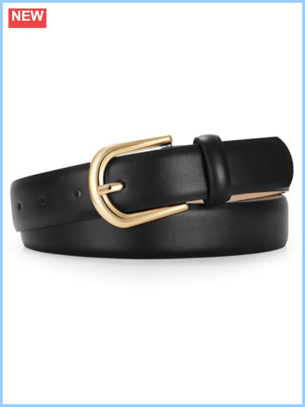 Faux Leather Women's Belt with Gold Buckle Adjustable Fit for Jeans Pants
